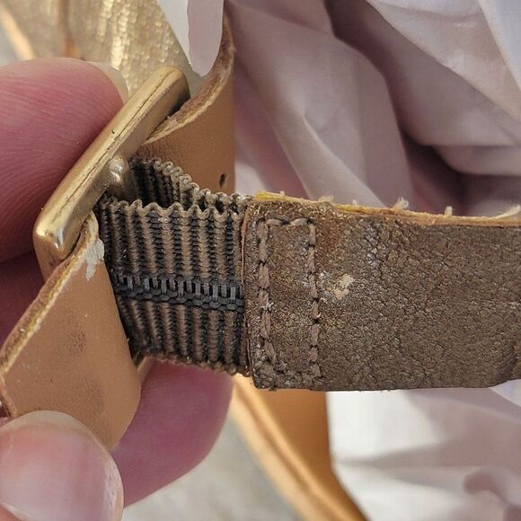 Korks Kork Ease Sherlyn Wedge Sandals 40.5 US 9 Gold Leather Platform Strap - Picture 11 of 12